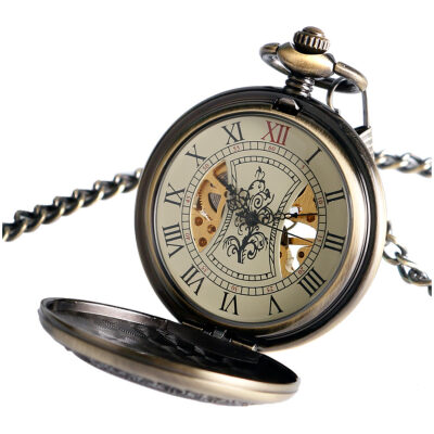 RELOJ BOLSILLO CUERD BRONCE TAPA ARO MADERA VISTA - Imagen 4