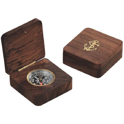 BRUJULA CAJA MADERA 6,5X6,5 CM.