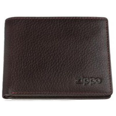CARTERA TARJETERO ZIPPO MARRON PESPUNTES