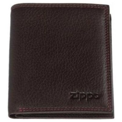 CARTERA ZIPPO VERTICAL MARRON PESPUNTES