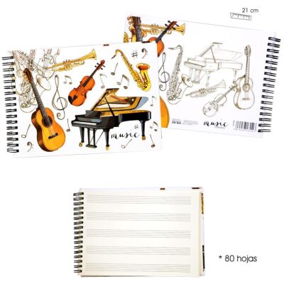 CUADERNO PARTITURAS INSTRUMENTOS MUSICALES