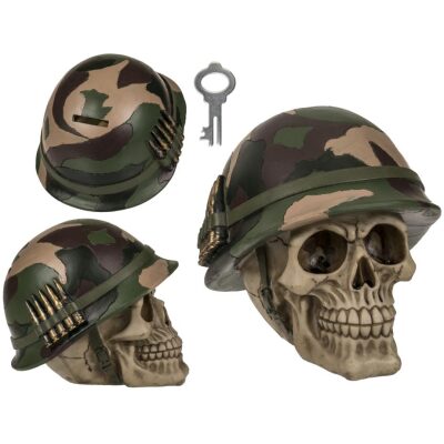HUCHA CALAVERA MILITAR CASCO BALAS