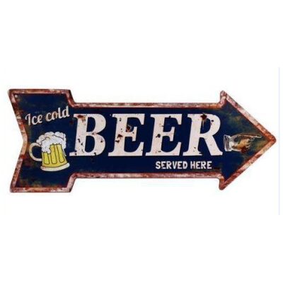 PLACA METAL 50X19 FLECHA ICE COLLD BEER
