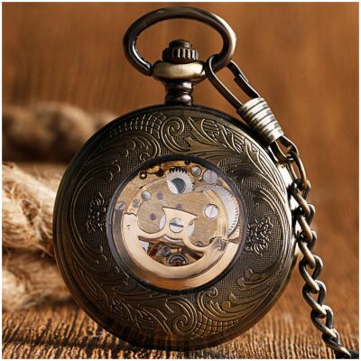 RELOJ BOLSILLO CUERDA BRONCE TAPA CENTRO VISTA - Imagen 2