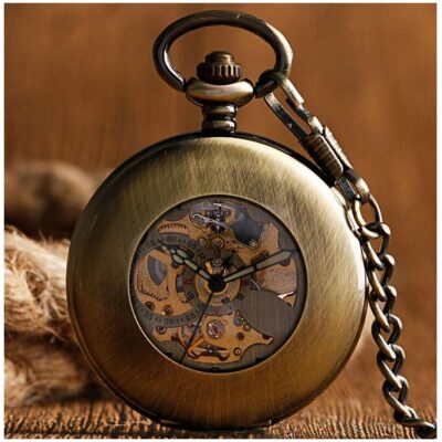 RELOJ BOLSILLO CUERDA BRONCE TAPA CENTRO VISTA - Imagen 3