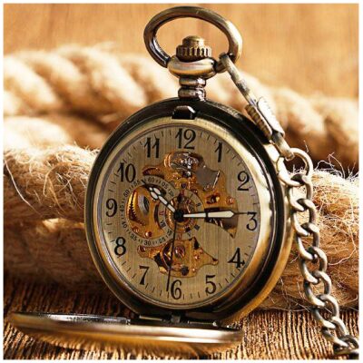 RELOJ BOLSILLO CUERDA BRONCE TAPA CENTRO VISTA