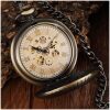 RELOJ BOLSILLO CUERDA ARO MADERA NUMEROS ARABES - Imagen 3