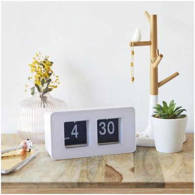 RELOJ MESA PLACAS FLIP CLOP BLANCO - Imagen 3