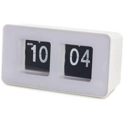 RELOJ MESA PLACAS FLIP CLOP BLANCO