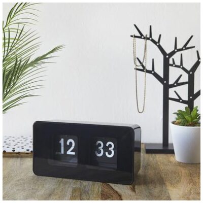 RELOJ MESA PLACAS FLIP CLOP NEGRO - Imagen 2