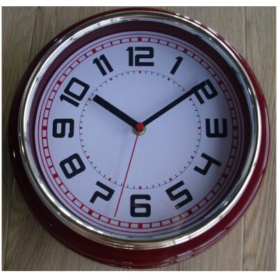 RELOJ PARED 30 CM. RETRO BURDEOS