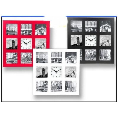 RELOJ PARED CUADRDO+MULTIFOTOS COL. SURTIDOS