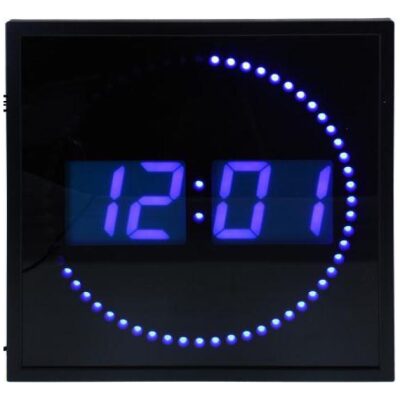 RELOJ PARED DIGITAL 28X28 SEGUNDERO CIRCULAR AZUL