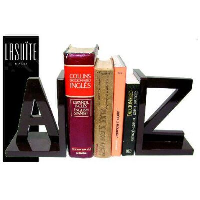 SUJETALIBROS A-Z MADERA MARRON