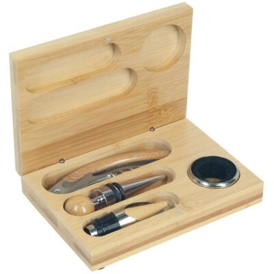 SET VINOS 4 PZAS. CAJA BAMBU