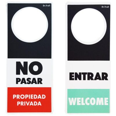 DECORACION POMO PUERTA NO PASAR-ENTRAR