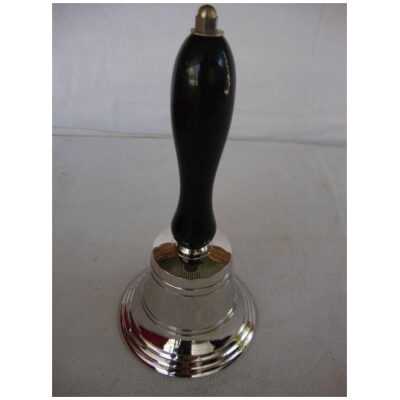 CAMPAN LATON PLATEADO 24 CM. MANGO MADERA NEGRA