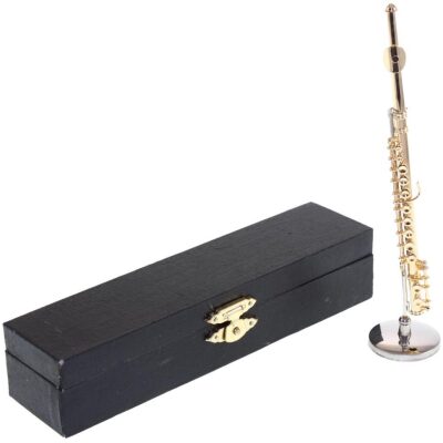MINIATURA MUSICAL FLAUTA TRAVESERA DORADA