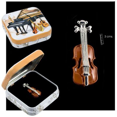 PIN VIOLIN MARRON CAJA DECORADA