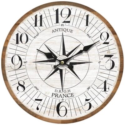 RELOJ PARED 34 CM. ROSA DE LOS VIENTOS BLANCO