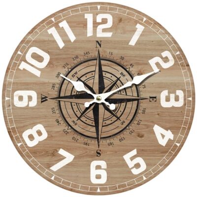 RELOJ PARED 34 CM. ROSA DE LOS VIENTOS MARRON