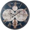 RELOJ PARED 58 CM. MAPAMUNDI NEGRO CON PENDULO