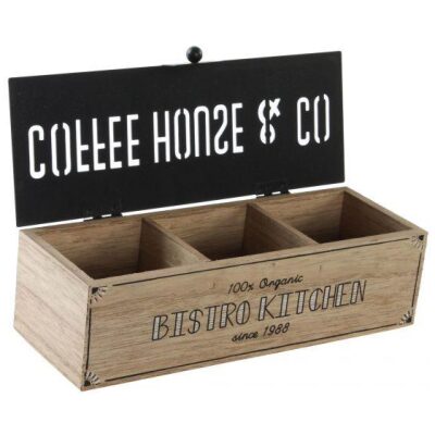 CAJA CAFE O INFUSIONES MADERA 22 CM - Imagen 2