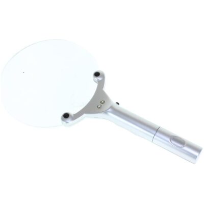 LUPA CON LUZ 2 LEDS SIN MARCO PLATEADA