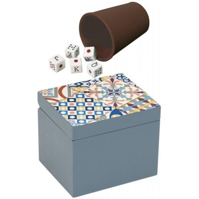 DADOS+CUBILETE CAJA DECORADA AZUL