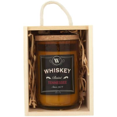 VELA WHISKEY EN CAJA MADERA