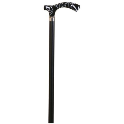BASTON MULETILLA METACRILATO NEGRO ONDAS BLANCAS
