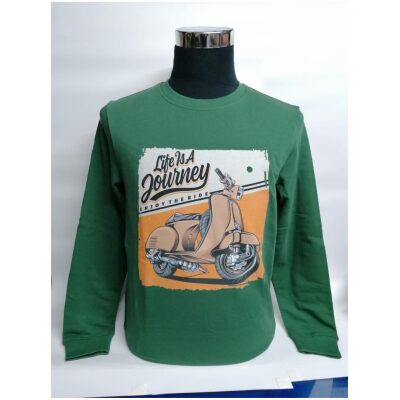 SUDADERA VERDE MOTO VESPA RETRO NARANAJA
