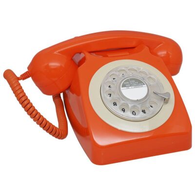 TELEFONO RETRO NARANJA DIAL GIRATORIO