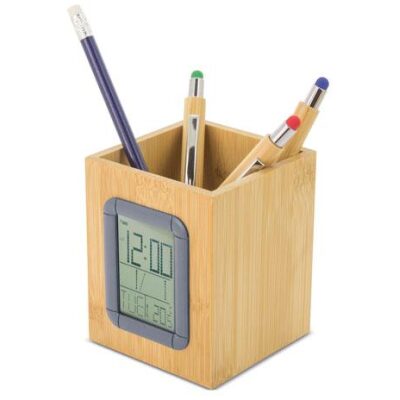 PORTALAPICES EN MADERA CON RELOJ LAOS - Imagen 2