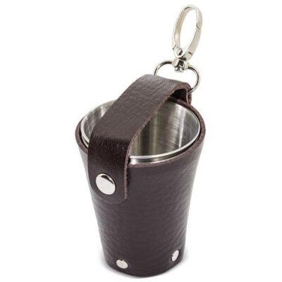 SET 4 VASITOS ACERO INOX. FUNDA PIEL LUCCA