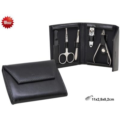 SET MANICURA 5 PZAS. AZOR ESTUCHE NEGRO TAPA