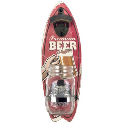 ABRECHAPAS DE PARED+TARRO CRISTAL ROJO PEMIUM BEER