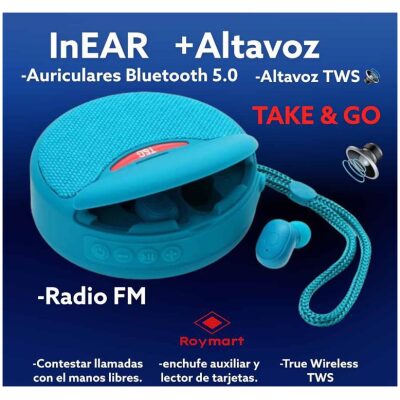ALTAVOZ REDONDO  BLUETOOTH+AURICULARES COL SURT. - Imagen 2