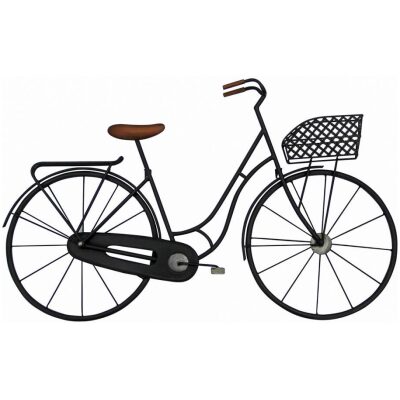 BICICLETA PARED 90X55 CM. RETRO NEGRA CON CESTA