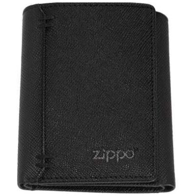 CARTERA ZIPPO NEGRA PIEL TRI-FOLD CON MONEDERO