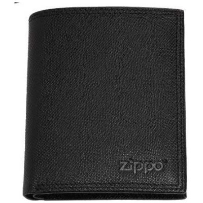 CARTERA ZIPPO NEGRA PIEL TRI-FOLD SAFFIANO VERTICA