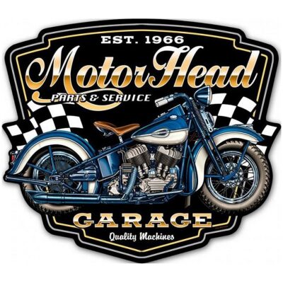 CHAPA PARED 40X35 CM. GARAGE MOTOR HEAD MOTO AZUL