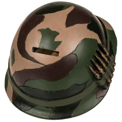 HUCHA CALAVERA MILITAR CON CASCO - Imagen 2