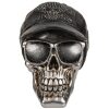 HUCHA CALAVERA PLATA CON GORRA NEGRA