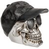 HUCHA CALAVERA PLATA CON GORRA NEGRA - Imagen 3