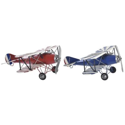METAL AVION BIPLANO ALAS RAYADAS 2 COL. 45X38