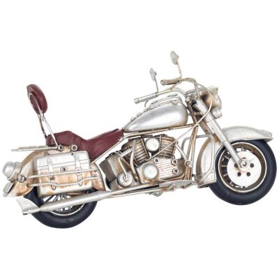 METAL MOTO 27 CM. PLATEADA SILLON ROJO - Imagen 2