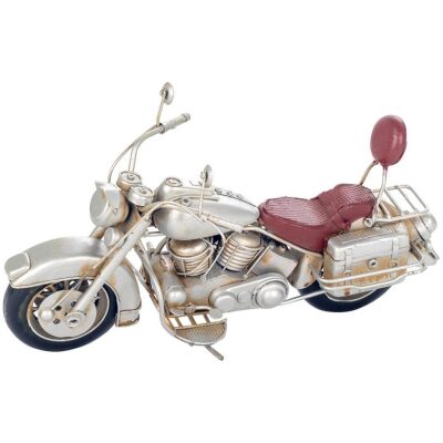 METAL MOTO 27 CM. PLATEADA SILLON ROJO