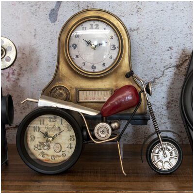 RELOJ MESA 22X22 CM. RADIO RETRO DORADA - Imagen 3