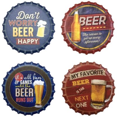 POSAVASOS TAPONES CERVEZA PACQ.DE 4  CERAMICA